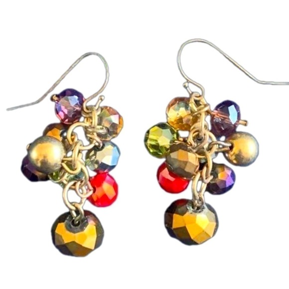 Jewelry - Vintage Shimmering Crystal Chandeliers Multicolored Earrings